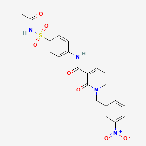 molecular formula C21H18N4O7S B2926750 N-(4-(N-acetylsulfamoyl)phenyl)-1-(3-nitrobenzyl)-2-oxo-1,2-dihydropyridine-3-carboxamide CAS No. 899970-12-8