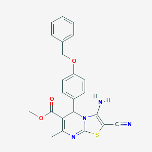 molecular formula C23H20N4O3S B292676 methyl 3-amino-5-[4-(benzyloxy)phenyl]-2-cyano-7-methyl-5H-[1,3]thiazolo[3,2-a]pyrimidine-6-carboxylate 
