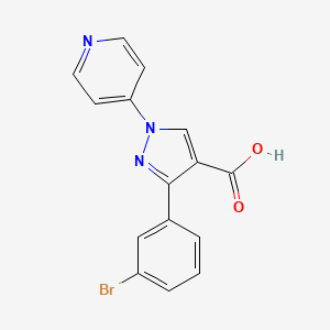 3-(3-Bromophenyl)-1-pyridin-4-ylpyrazole-4-carboxylic acid