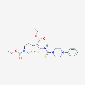 molecular formula C24H30N4O4S2 B292677 diethyl 2-{[(4-phenyl-1-piperazinyl)carbothioyl]amino}-4,7-dihydrothieno[2,3-c]pyridine-3,6(5H)-dicarboxylate 