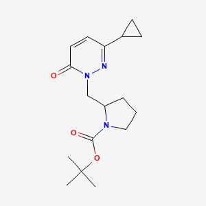 molecular formula C17H25N3O3 B2926776 Tert-butyl 2-[(3-cyclopropyl-6-oxopyridazin-1-yl)methyl]pyrrolidine-1-carboxylate CAS No. 2379993-60-7
