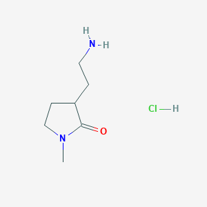 molecular formula C7H15ClN2O B2926777 3-(2-Aminoethyl)-1-methylpyrrolidin-2-one hcl CAS No. 2413869-82-4
