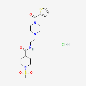 1-(methylsulfonyl)-N-(2-(4-(thiophene-2-carbonyl)piperazin-1-yl)ethyl)piperidine-4-carboxamide hydrochloride