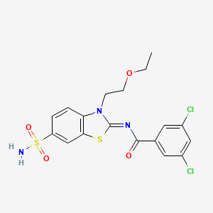 molecular formula C18H17Cl2N3O4S2 B2926782 (Z)-3,5-二氯-N-(3-(2-乙氧基乙基)-6-磺酰基苯并[d]噻唑-2(3H)-亚甲基)苯甲酰胺 CAS No. 865173-80-4
