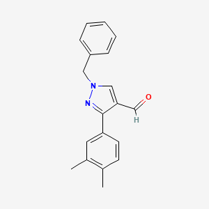 molecular formula C19H18N2O B2926788 1-苄基-3-(3,4-二甲基苯基)-1H-吡唑-4-甲醛 CAS No. 956360-88-6