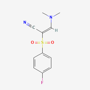 (E)-3-(dimethylamino)-2-(4-fluorophenyl)sulfonylprop-2-enenitrile