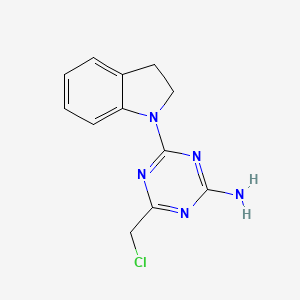 molecular formula C12H12ClN5 B2926795 4-(氯甲基)-6-(2,3-二氢-1H-吲哚-1-基)-1,3,5-三嗪-2-胺 CAS No. 109018-78-2