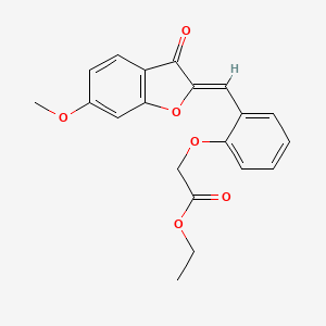 molecular formula C20H18O6 B2926801 (Z)-ethyl 2-(2-((6-methoxy-3-oxobenzofuran-2(3H)-ylidene)methyl)phenoxy)acetate CAS No. 869076-95-9