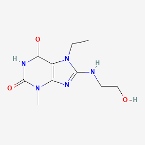 molecular formula C10H15N5O3 B2926802 7-ethyl-8-((2-hydroxyethyl)amino)-3-methyl-1H-purine-2,6(3H,7H)-dione CAS No. 114145-20-9