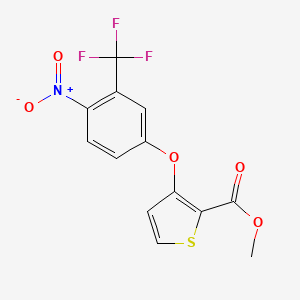 molecular formula C13H8F3NO5S B2926803 Methyl 3-[4-nitro-3-(trifluoromethyl)phenoxy]thiophene-2-carboxylate CAS No. 303152-50-3