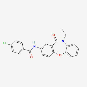 4-chloro-N-(10-ethyl-11-oxo-10,11-dihydrodibenzo[b,f][1,4]oxazepin-2-yl)benzamide