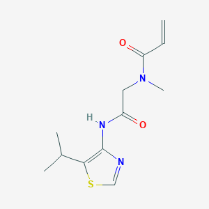 molecular formula C12H17N3O2S B2926814 N-Methyl-N-[2-oxo-2-[(5-propan-2-yl-1,3-thiazol-4-yl)amino]ethyl]prop-2-enamide CAS No. 2201202-38-0