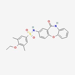 molecular formula C23H22N2O5S B2926821 4-ethoxy-3,5-dimethyl-N-(11-oxo-10,11-dihydrodibenzo[b,f][1,4]oxazepin-2-yl)benzenesulfonamide CAS No. 921897-39-4