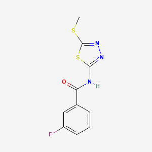 molecular formula C10H8FN3OS2 B2926829 3-fluoro-N-(5-methylsulfanyl-1,3,4-thiadiazol-2-yl)benzamide CAS No. 393566-64-8