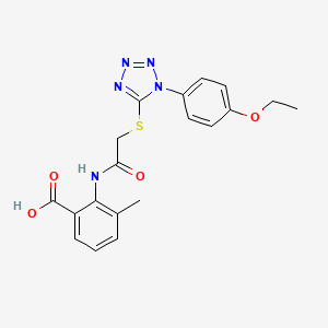 molecular formula C19H19N5O4S B2926839 2-(2-((1-(4-乙氧基苯基)-1H-四唑-5-基)硫代)乙酰胺基)-3-甲基苯甲酸 CAS No. 878702-70-6