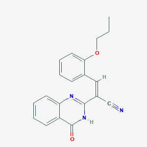 molecular formula C20H17N3O2 B2926852 (Z)-2-(4-oxo-3,4-dihydroquinazolin-2-yl)-3-(2-propoxyphenyl)acrylonitrile CAS No. 620584-75-0