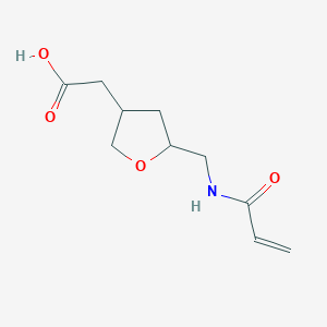 molecular formula C10H15NO4 B2926862 2-[5-[(Prop-2-enoylamino)methyl]oxolan-3-yl]acetic acid CAS No. 2305561-56-0