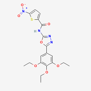 molecular formula C19H20N4O7S B2926864 5-nitro-N-[5-(3,4,5-triethoxyphenyl)-1,3,4-oxadiazol-2-yl]thiophene-2-carboxamide CAS No. 891125-57-8