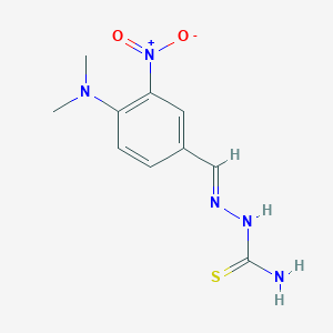 molecular formula C10H13N5O2S B2926869 (E)-2-(4-(dimethylamino)-3-nitrobenzylidene)hydrazinecarbothioamide CAS No. 324066-67-3