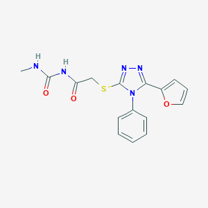 molecular formula C16H15N5O3S B292687 N-({[5-(2-furyl)-4-phenyl-4H-1,2,4-triazol-3-yl]sulfanyl}acetyl)-N'-methylurea 