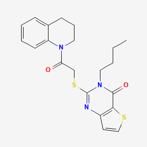 molecular formula C21H23N3O2S2 B2926874 3-butyl-2-{[2-(3,4-dihydroquinolin-1(2H)-yl)-2-oxoethyl]sulfanyl}thieno[3,2-d]pyrimidin-4(3H)-one CAS No. 1252889-34-1