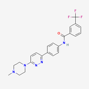 molecular formula C23H22F3N5O B2926880 N-(4-(6-(4-甲基哌嗪-1-基)吡啶并[3,2-d]嘧啶-3-基)苯基)-3-(三氟甲基)苯甲酰胺 CAS No. 922613-03-4