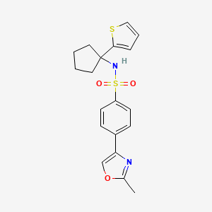 molecular formula C19H20N2O3S2 B2926883 4-(2-methyloxazol-4-yl)-N-(1-(thiophen-2-yl)cyclopentyl)benzenesulfonamide CAS No. 2034326-57-1