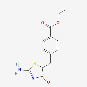 molecular formula C13H14N2O3S B2926884 Ethyl 4-((2-imino-4-oxothiazolidin-5-yl)methyl)benzoate CAS No. 195604-29-6