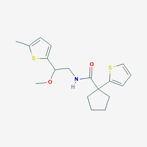 molecular formula C18H23NO2S2 B2926889 N-(2-甲氧基-2-(5-甲基硫代噻吩-2-基)乙基)-1-(噻吩-2-基)环戊基甲酰胺 CAS No. 1797554-06-3