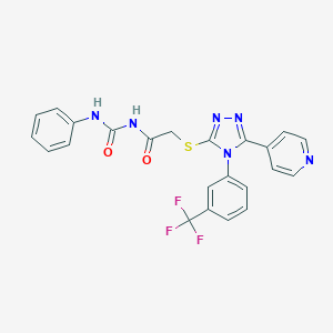 molecular formula C23H17F3N6O2S B292689 N-phenyl-N'-[({5-(4-pyridinyl)-4-[3-(trifluoromethyl)phenyl]-4H-1,2,4-triazol-3-yl}sulfanyl)acetyl]urea 