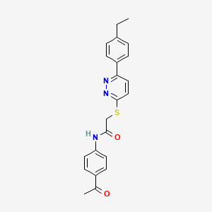 molecular formula C22H21N3O2S B2926890 N-(4-acetylphenyl)-2-[6-(4-ethylphenyl)pyridazin-3-yl]sulfanylacetamide CAS No. 896045-60-6