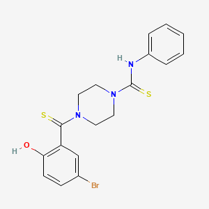 molecular formula C18H18BrN3OS2 B2926894 4-(5-bromo-2-hydroxyphenylcarbonothioyl)-N-phenylpiperazine-1-carbothioamide CAS No. 899732-58-2