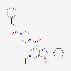 molecular formula C28H29N5O3 B2926902 5-乙基-2-苯基-7-(4-(3-苯基丙酰)哌嗪-1-羰基)-2H-吡唑并[4,3-c]吡啶-3(5H)-酮 CAS No. 1040646-63-6