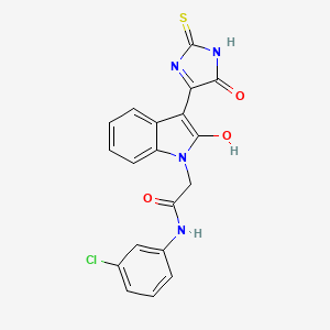 molecular formula C19H13ClN4O3S B2926915 (Z)-N-(3-chlorophenyl)-2-(2-oxo-3-(5-oxo-2-thioxoimidazolidin-4-ylidene)indolin-1-yl)acetamide CAS No. 879195-67-2