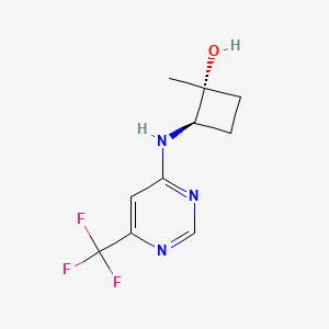 molecular formula C10H12F3N3O B2926917 反式-1-甲基-2-{[6-(三氟甲基)嘧啶-4-基]氨基}环丁醇 CAS No. 2413365-34-9