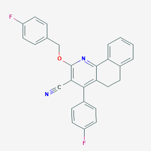 molecular formula C27H18F2N2O B292692 2-[(4-Fluorobenzyl)oxy]-4-(4-fluorophenyl)-5,6-dihydrobenzo[h]quinoline-3-carbonitrile 