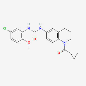 molecular formula C21H22ClN3O3 B2926924 1-(5-Chloro-2-methoxyphenyl)-3-(1-(cyclopropanecarbonyl)-1,2,3,4-tetrahydroquinolin-6-yl)urea CAS No. 1203300-69-9