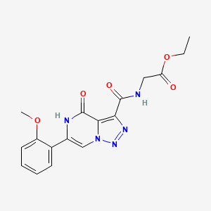 molecular formula C17H17N5O5 B2926935 Ethyl 2-(6-(2-methoxyphenyl)-4-oxo-4,5-dihydro-[1,2,3]triazolo[1,5-a]pyrazine-3-carboxamido)acetate CAS No. 1421533-28-9