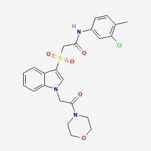 molecular formula C23H24ClN3O5S B2926938 N-(3-氯-4-甲基苯基)-2-((1-(2-吗啉-2-氧代乙基)-1H-吲哚-3-基)磺酰基)乙酰胺 CAS No. 878059-33-7