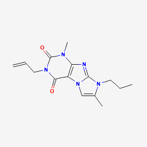 molecular formula C15H19N5O2 B2926943 3-烯丙基-1,7-二甲基-8-丙基-1H-咪唑并[2,1-f]嘌呤-2,4(3H,8H)-二酮 CAS No. 887462-98-8