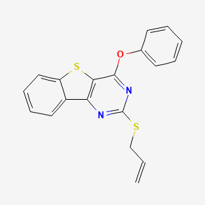 molecular formula C19H14N2OS2 B2926951 2-(Allylsulfanyl)[1]benzothieno[3,2-d]pyrimidin-4-yl phenyl ether CAS No. 478030-07-8