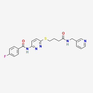 molecular formula C21H20FN5O2S B2926954 4-fluoro-N-(6-((4-oxo-4-((pyridin-3-ylmethyl)amino)butyl)thio)pyridazin-3-yl)benzamide CAS No. 1105218-72-1