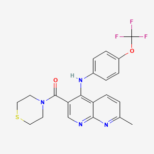 (7-Methyl-4-((4-(trifluoromethoxy)phenyl)amino)-1,8-naphthyridin-3-yl)(thiomorpholino)methanone