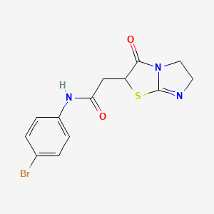molecular formula C13H12BrN3O2S B2926965 N-(4-bromophenyl)-2-(3-oxo-2,3,5,6-tetrahydroimidazo[2,1-b][1,3]thiazol-2-yl)acetamide CAS No. 496011-33-7