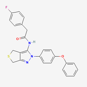 molecular formula C25H20FN3O2S B2926968 2-(4-fluorophenyl)-N-(2-(4-phenoxyphenyl)-4,6-dihydro-2H-thieno[3,4-c]pyrazol-3-yl)acetamide CAS No. 476459-61-7