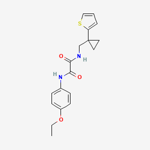 molecular formula C18H20N2O3S B2926972 N1-(4-ethoxyphenyl)-N2-((1-(thiophen-2-yl)cyclopropyl)methyl)oxalamide CAS No. 1203385-30-1
