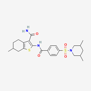 molecular formula C24H31N3O4S2 B2926980 2-(4-((3,5-Dimethylpiperidin-1-yl)sulfonyl)benzamido)-6-methyl-4,5,6,7-tetrahydrobenzo[b]thiophene-3-carboxamide CAS No. 1022025-65-5