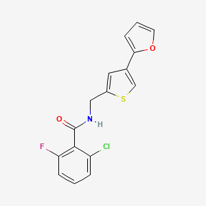 molecular formula C16H11ClFNO2S B2926981 2-Chloro-6-fluoro-N-[[4-(furan-2-yl)thiophen-2-yl]methyl]benzamide CAS No. 2379989-21-4