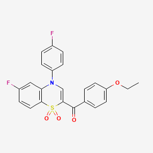 molecular formula C23H17F2NO4S B2926992 (4-ethoxyphenyl)[6-fluoro-4-(4-fluorophenyl)-1,1-dioxido-4H-1,4-benzothiazin-2-yl]methanone CAS No. 1114652-07-1