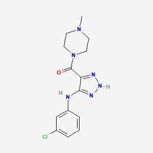 molecular formula C14H17ClN6O B2927006 (5-((3-chlorophenyl)amino)-1H-1,2,3-triazol-4-yl)(4-methylpiperazin-1-yl)methanone CAS No. 1291853-15-0